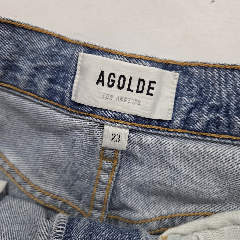 Agolde Lennox Culotte High Rise Denim Shorts Size 23 Casual Boho Blue Wave Jort - Picture 6 of 9